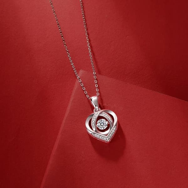 Silver diamanthjärthalsband Present till kvinnor + armband