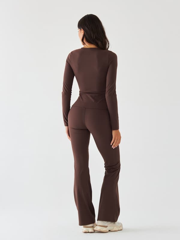 Bruna utsvängda leggings - Morning Dew L