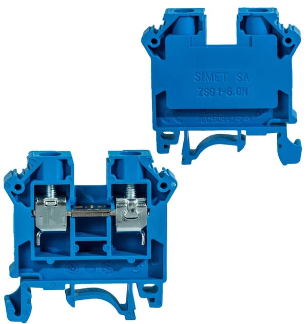 Gevindskinneforbindelse 6mm2 41A til TS32 TS35 skinne, blå SIMET