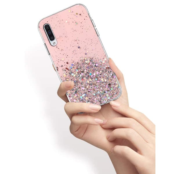 Etui til Samsung Galaxy A50/A50S/A30S, Glitrende, Lyserød