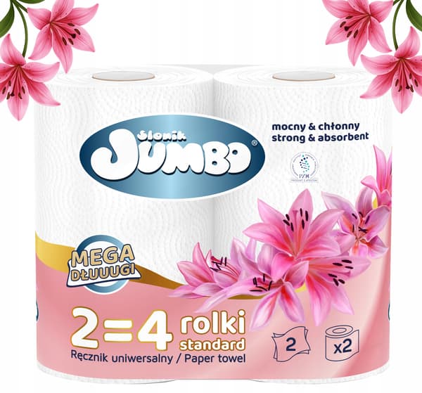 Papirhåndklæde 2R JUMBO MEGA LANG HVID ELEFANT 2W - 2 ruller
