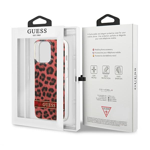 Guess Leopard-cover til iPhone 13 Pro / 13, rød