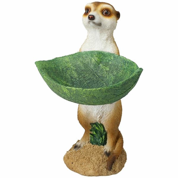 Havefigur surikat med blad 30 cm