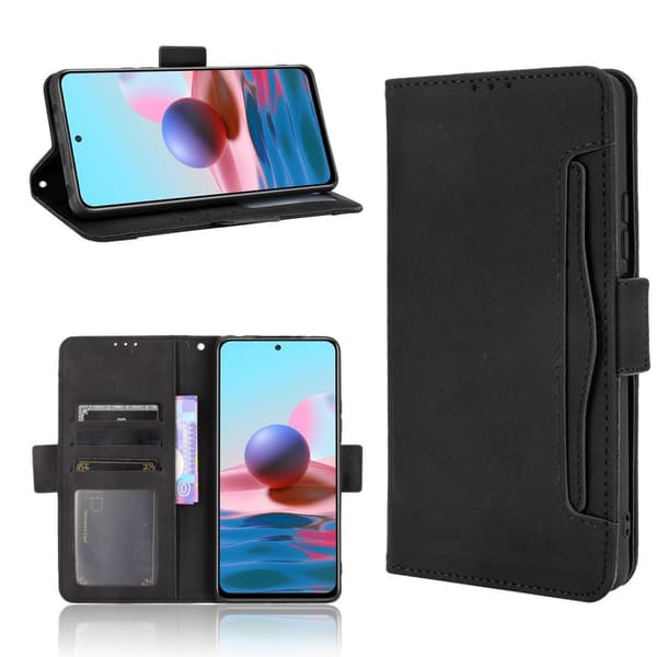 Flip-cover til Xiaomi Redmi Note 10 Pro, kortholder, sort