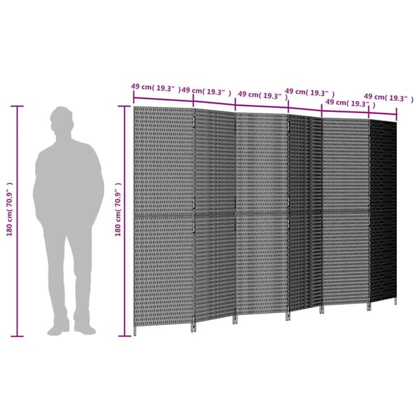 vidaXL 6-panels brun polyrattanskærm