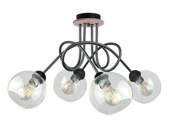 Loftlampe 4xE27 EVIE SORT/TRÆ