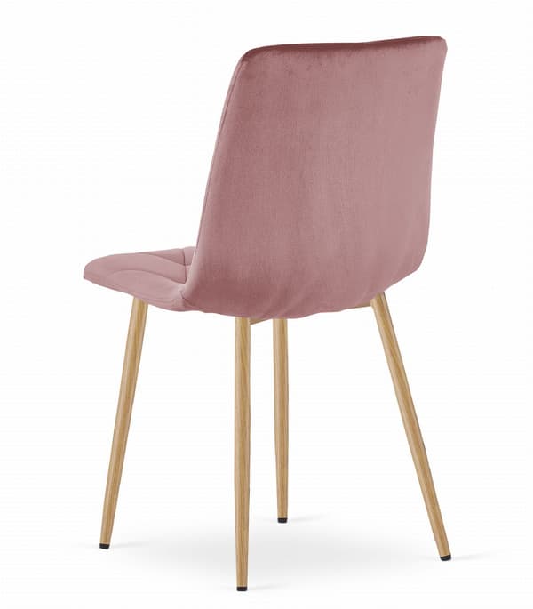 LIBRA stol - pink velour / træfarvede ben x 3