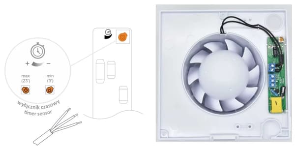 100 mm väggmonterad badrumsfläkt med timer, vit