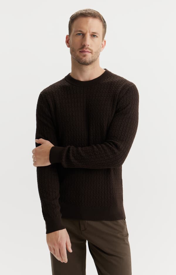 Kabelstrikket sweater XXL