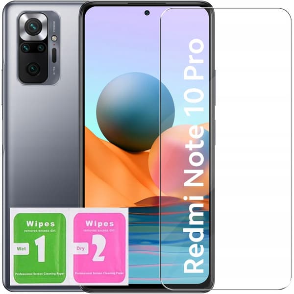 Flip-etui til Xiaomi Redmi Note 10 Pro Pocket, sort + 9H GLAS