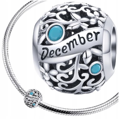 Berlocker månader december pärlor silver 925 pärla blå stenar