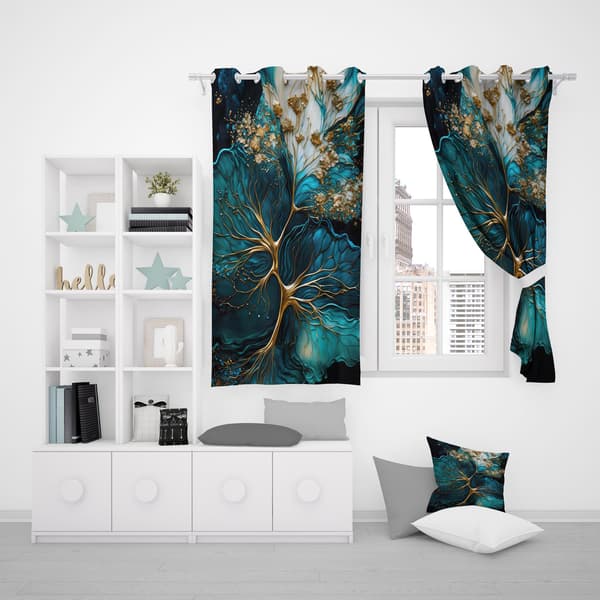 Gardin med snørehuller print 146