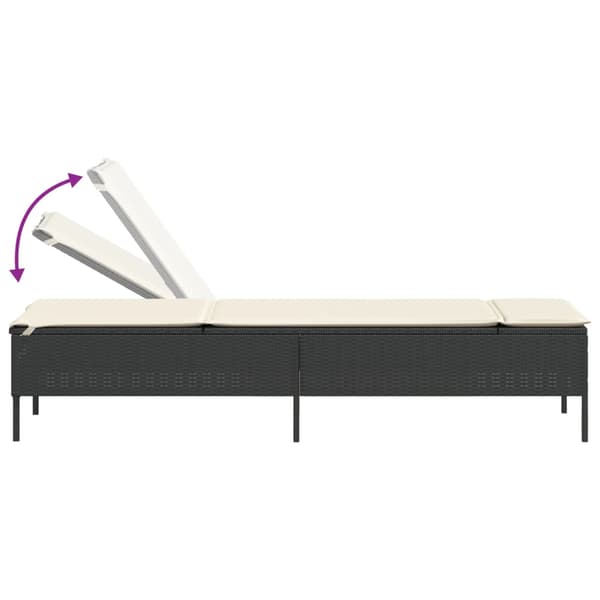 vidaXL liggestol med hynde, sort, polyrattan