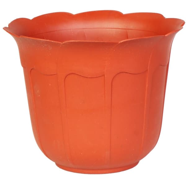 Blomformad trädgårdskruka 18cm - Tegelfärg