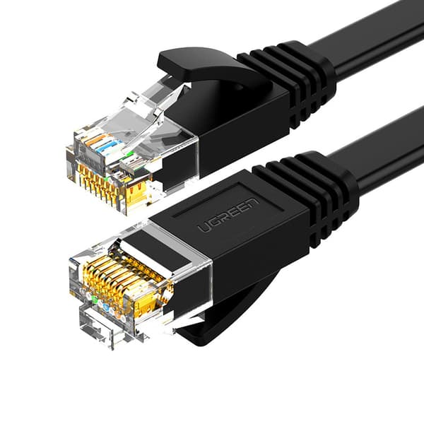 Fladt netværkskabel patchcord RJ45 LAN Ethernet Cat. 6 2m sort
