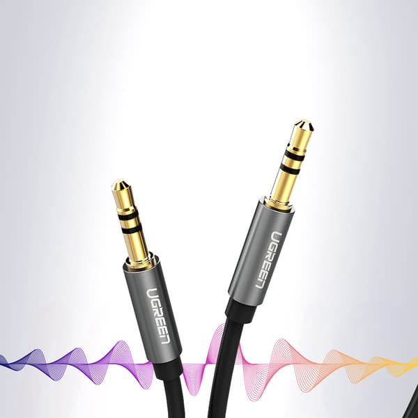 AUX mini-jack lydkabel 3,5 mm 1 m - sort