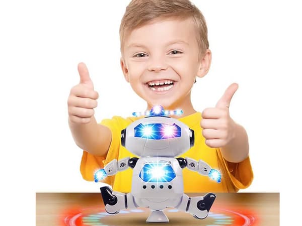 Interaktiv danserobot til børn med lys, lyd og 360° rotation