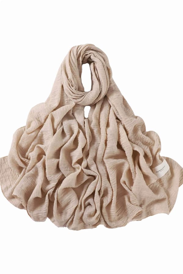 Beige halsduk med präglad textur 180x90 cm - bomull och polyester