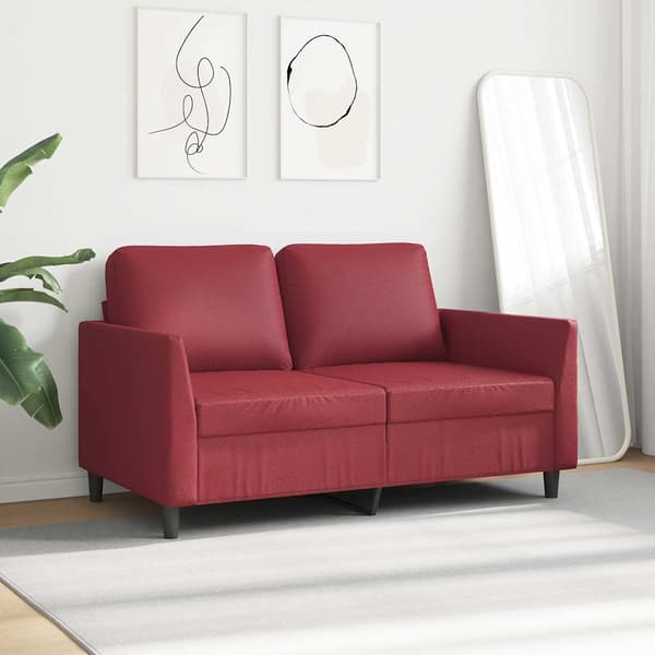 vidaXL 2-sitssoffa vinröd 120 cm konstläder