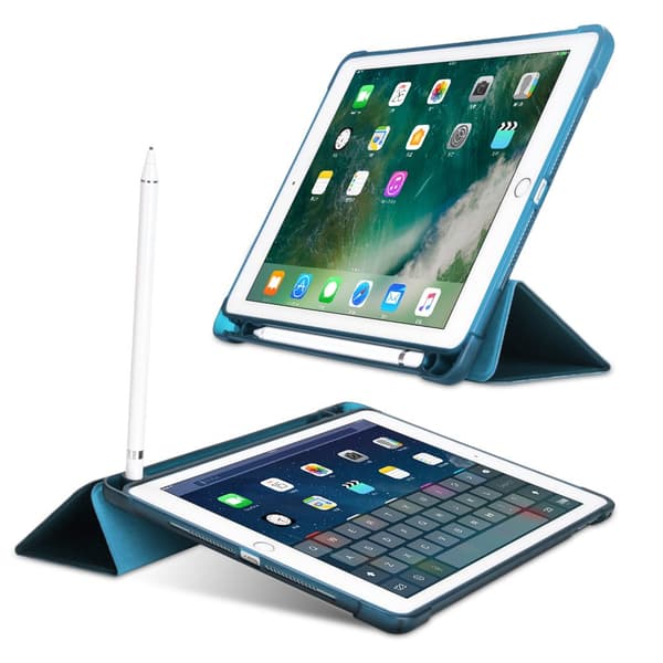 Etui til iPad 9,7" 2018/2017 (6./5. generation) / Air 2/1 9,7" 2014/2013, Smartcase med stylusholder, blå