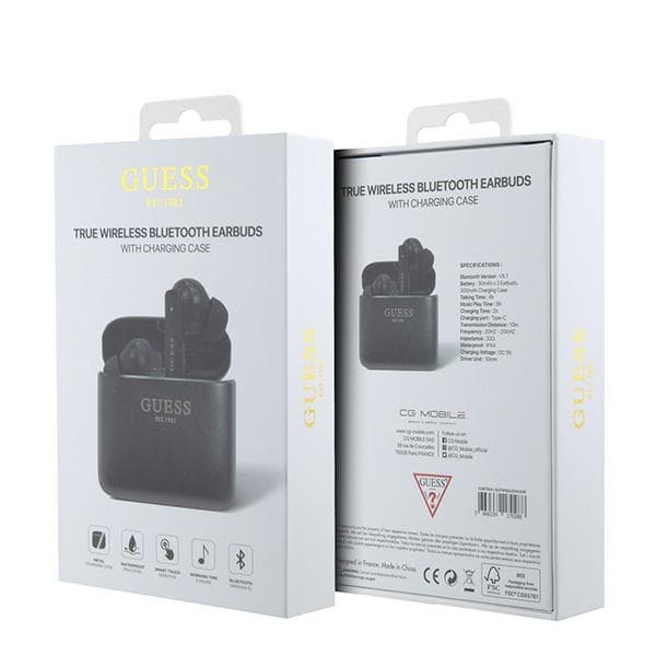 Guess Bluetooth-hovedtelefoner GUTWSSU20ALEGKTWS + dockingstation sort/sort Trykt logo