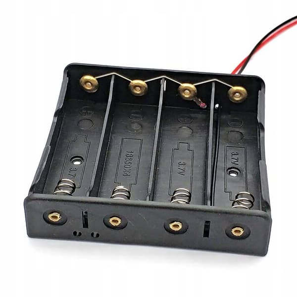 Rosfix Batteriholder 4 x 18650 - Li-ion batteriholder med parallelforbindelse | 3,7V/4,2V | Strømkabler