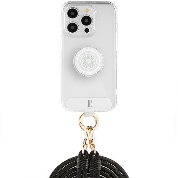 Just Elegance 3in1 PopGrip -kotelo iPhone 15 Prolle, läpinäkyvä
