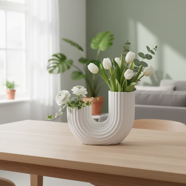 Modern minimalistisk vit vas i U-form med elegant form