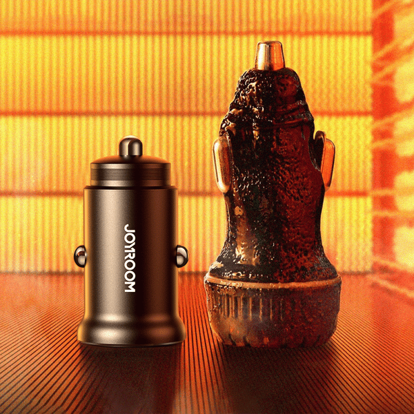 Mini biloplader til cigarettænder 30W 2x USB-C metal sort