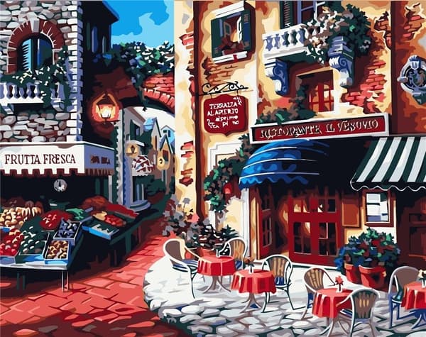 Målning efter siffror - Italiensk marknad 40x50cm