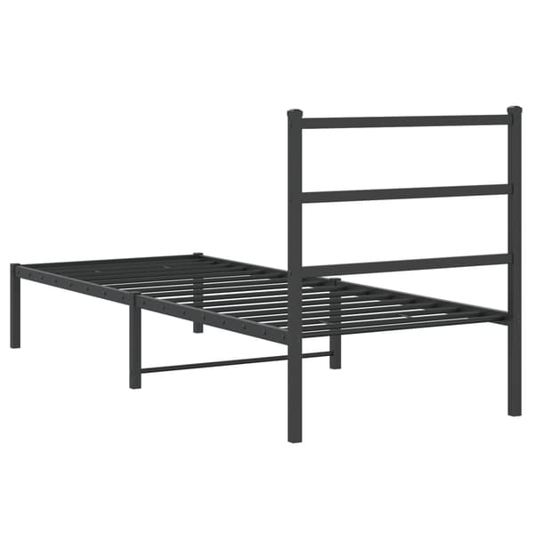 vidaXL metalsengestel med hovedgærde sort 75x190 cm