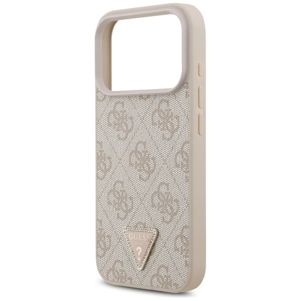 Guess Læder 4G Triangle Strass MagSafe-etui til iPhone 17 Pro - Lyserødt