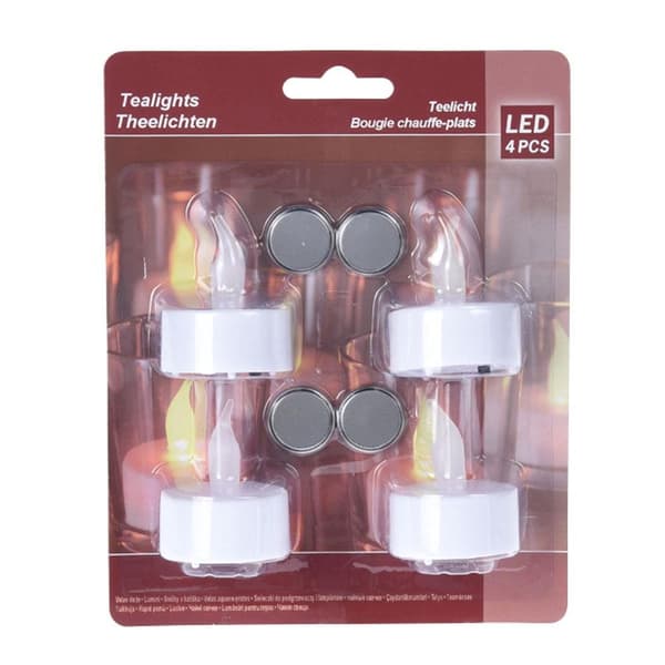 Set med 4 LED-ljus med värmeljus