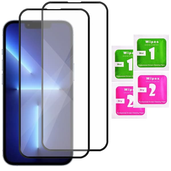 2x Härdat glas för Apple iPhone 13 Pro med helskärmstäckning, 5D-glas