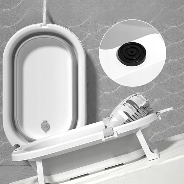 Hopfällbart badkar med termometer, säkert badkar + badkudde