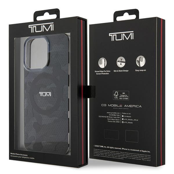 Tumi Camo Print MagSafe -kotelo iPhone 15 Pro Maxille, harmaa