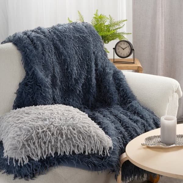 ADORE pälsfilt 130x170 marinblå