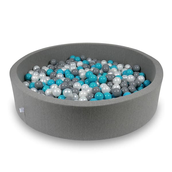 Tør pool 130x30cm grå med 600 bolde: turkis, grå, perlemor