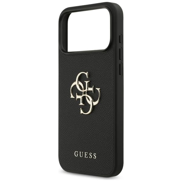 Guess Grained Big 4G & Classic Logo cover til iPhone 17 Pro Max, sort
