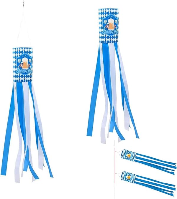 Set med 2 Oktoberfest-vimplar 127 cm bayerska flaggor dekoration