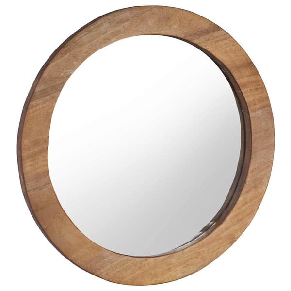 vidaXL Väggspegel, 60 cm, Teak, Rund