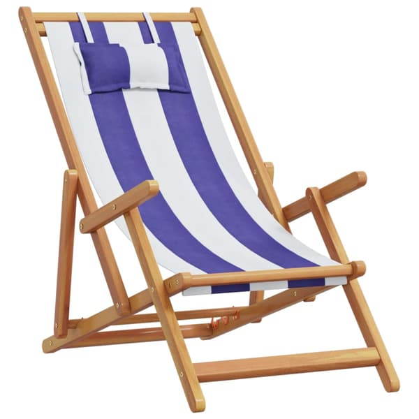 vidaXL foldbare strandstole, sæt med 2, blå og hvid