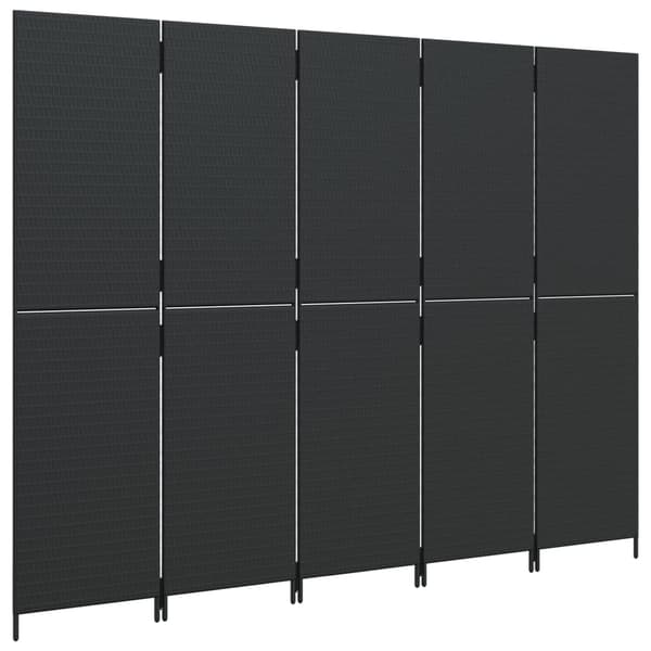 vidaXL 5-panelsskärm, svart, polyrotting