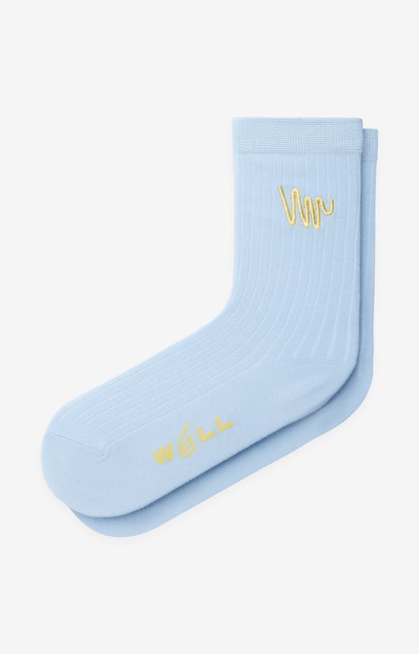 Ribbede sokker med broderi 39-41