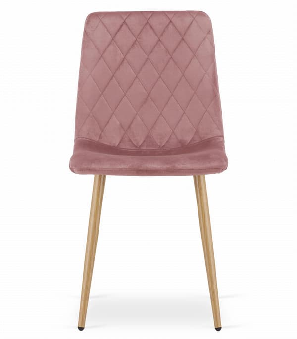 TURIN stol - rosa sammet / träfärgade ben x 1