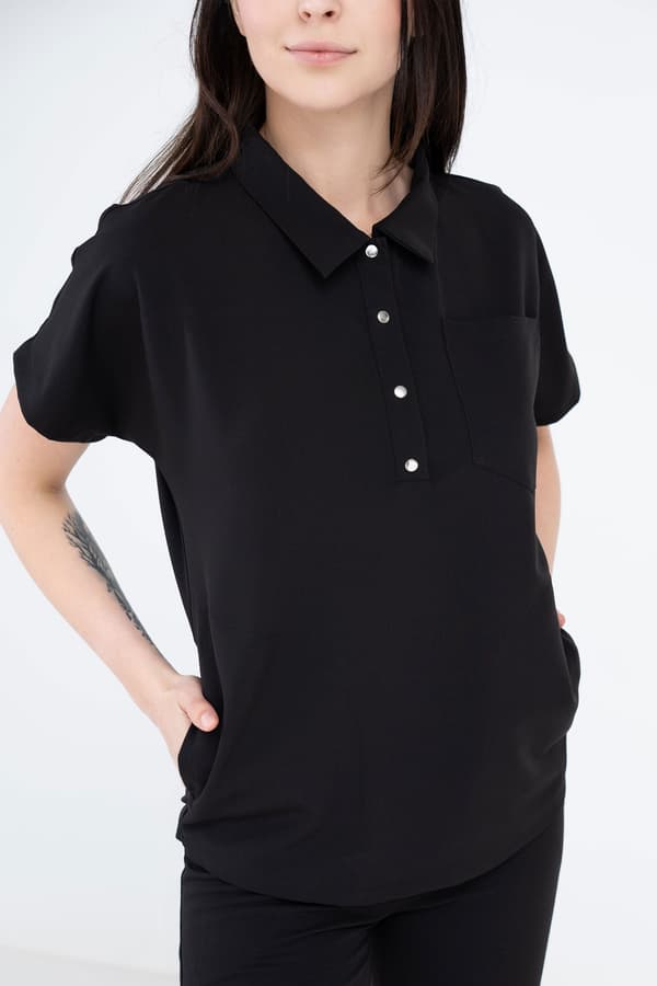 Dame polosweatshirt POLO SWEATSHIRT SORT XL
