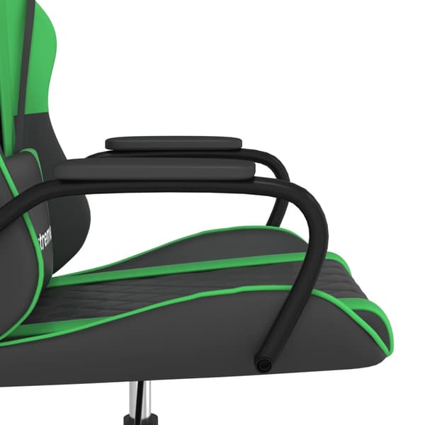 vidaXL massage-gamingstol, sort og grøn, kunstlæder