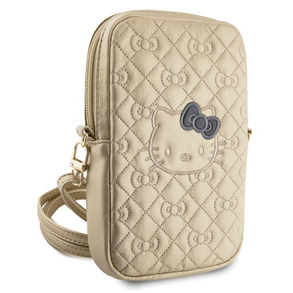 Hello Kitty quiltad väska med rosett, guldfärgad