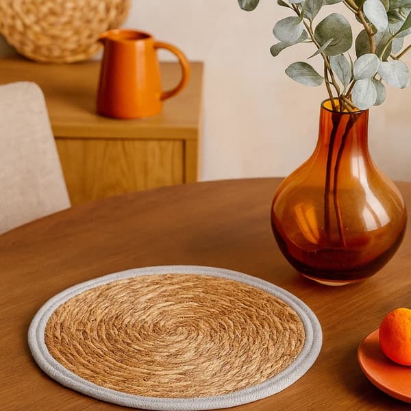 Bordskåner 35 cm beige med grå kant