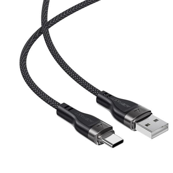 USB-A - USB-C 3A kabel med magnetisk organizer 1,2m - sort